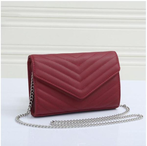 

famous designer women shoulder bag wallet pu leather gold chain bags classic pure color female totes crossbody handbag