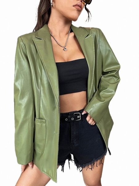 

women's two piece pants patched pocket single button blazer t1ji#, White