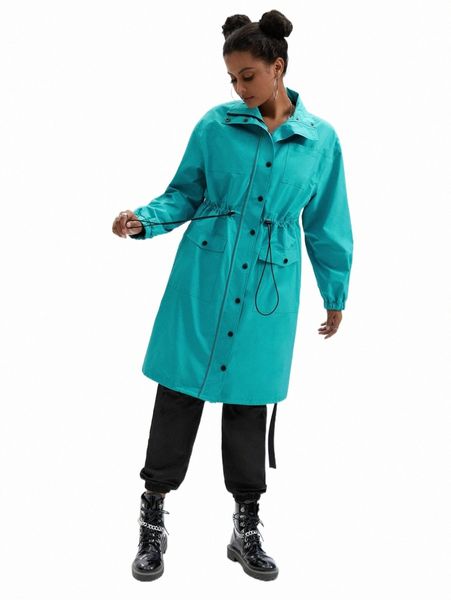 

women's down & parkas x auralite drawstring waist drop shoulder coat z7xb#, Black