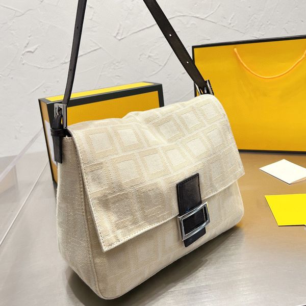 

2022 woman bag vintage handbag purse canvas tote women underarm bag camel large medium double letter print clutch ladies buckle shoulder bag