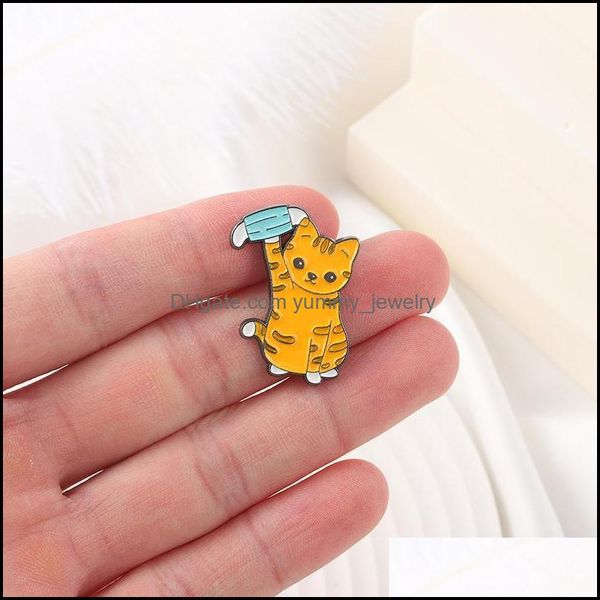 

pins brooches pins brooches cartoon cute yellow kitten brooch simple small animal badge clothing pin bag accessories ma yummyjewelry dhbss, Gray