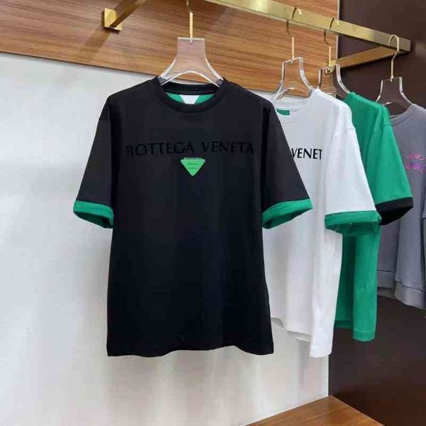 

designer t shirts bv's high level bottega ven green short sleeved fashion brand new triangular round neck t-shirt worn on both sides nt, White;black