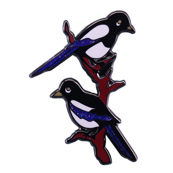 

magpies two for joy brooch bird lovers gift good luck accessory, Blue