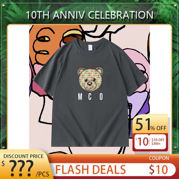 

mens t shirts mens summer tshirt round neck short sleeve fashion casual bear print, White;black