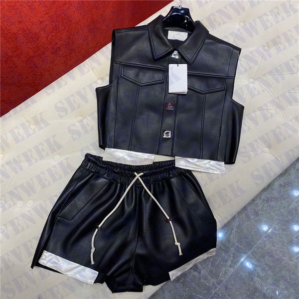 

pu leather vest jackets shorts for women designer short style coat cool girls hi hop streetwear, Black;brown