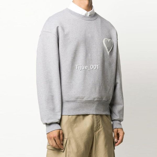 

22fw new men's hoodies classic love heart embroidery long sleeve solid sweatshirt high street early spring autumn man women crewneck ca, Black