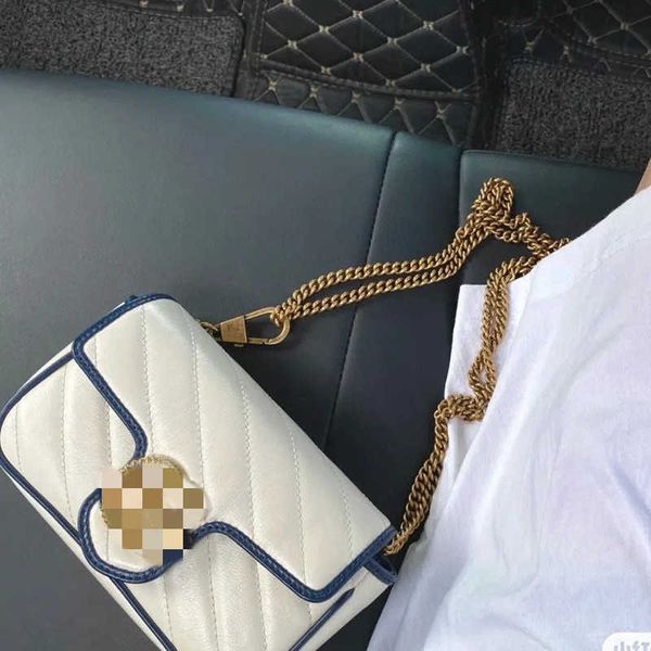 

g designer's crossbody bags new 2022 net red with the same white blue small square bags embroidered plaid chain one shoulder diagonal m