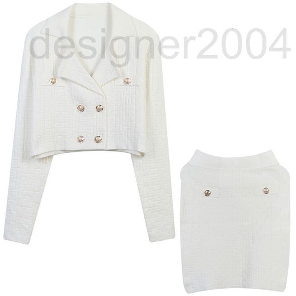 

women's blouses & shirts designer fashion knitting set 2022 autumn new women's wear solid color metal button pocket design tempera, White