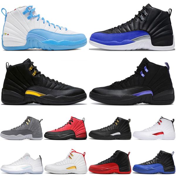 

12 12s mens basketball shoes utility reverse flu game royalty winter black dark concord indigo university gold blue bordeaux men women sneak