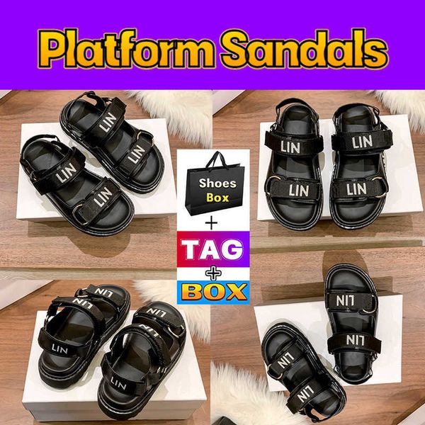 

classic bulky outdoor calfskin platform sandals celins paris platforms women shoes cool slippers slides summer beach indoor slipper, Black