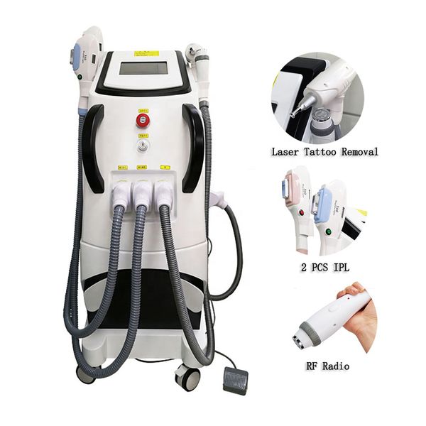 

salon use multifunction ipl hair removal machine tattoo remover nd yag laser rf face lift treatment, Black