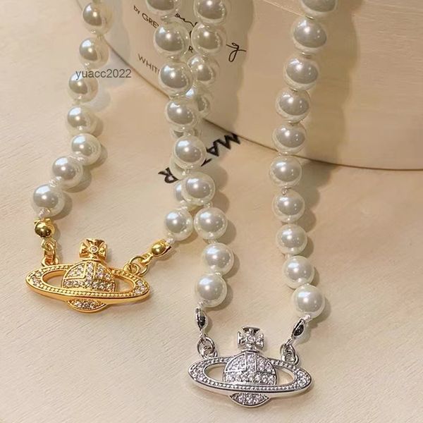 

pendant necklaces lisa ouyang nana same vivian westwood saturn necklace vivian pearl knot adjustable ins clavicle chain, Silver