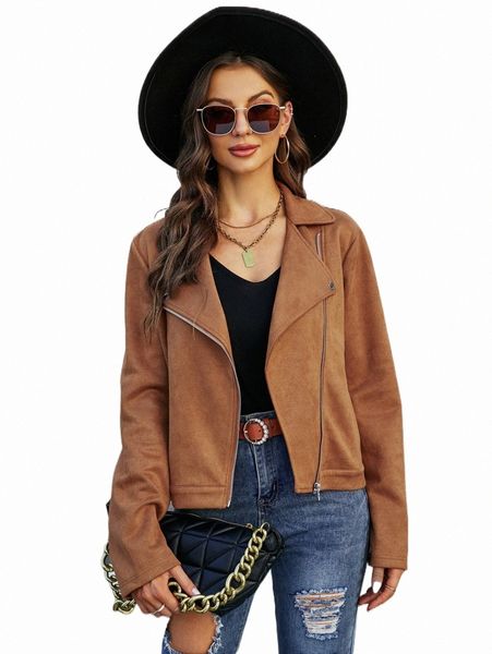 

women's jackets solid zip front jacket 2022 new e4v3#, Black;brown