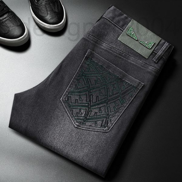 

men's jeans designer autumn new printedmen's grey black three-dimensional stamping wash cat beard high-end style casual pants nom5, Blue