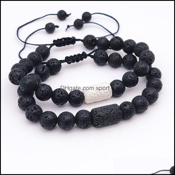 

charm bracelets lover friendship black white bracelets cylinder charms 8mm lava stone beads braided essential oil diffuser bra sport1 dhhak, Golden;silver