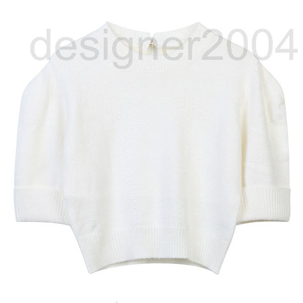 

women's sweaters designer thin soft waxy pullover sweater 2022 summer new pure color bubble sleeve celebrity small fragrance round neck, White;black
