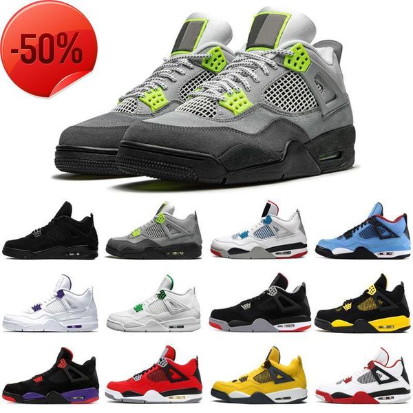 

boots 2021 jumpman 4 4s neon black cat men basketball shoes cactus jack bred loyal blue fire red mens trainers sports sneakers size  -13