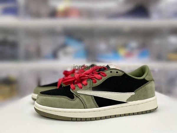 

boots mens leisure shoes fragments x jumpman 1s low classic low-culture casual sports shoes dark green suede leather trainers ship, Black