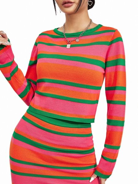 

women's sweaters block striped sweater 2022 new 73fq#, White;black