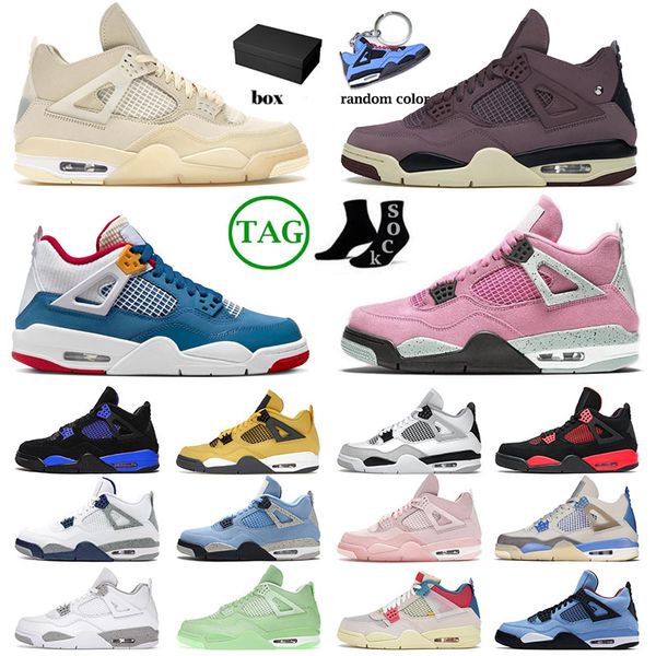 

jumpman 4 men women basketball shoes messy room violet ore midnight navypink purple cactus jack nik bred denim sports sneakers trainers big
