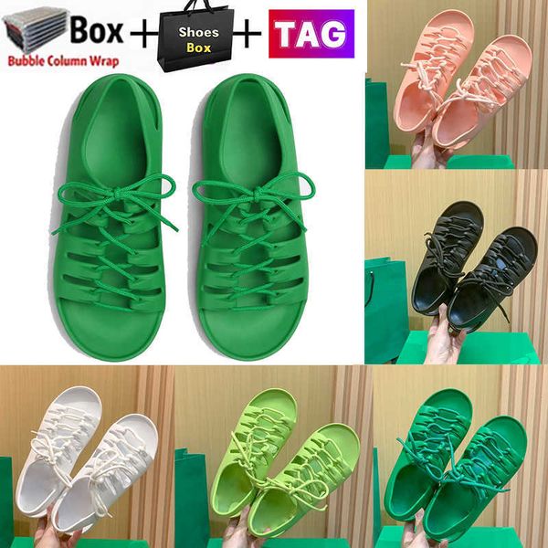 

women shoes rubber lace-up flat sandals with box platform sandal low heel slippers luxury indoor outdoor beach summer slides fashion, Black