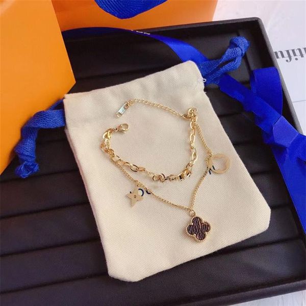 

woman bracelet fashion bracelets for man womens leather chain jewelry wristband good quality with box277o, Golden;silver