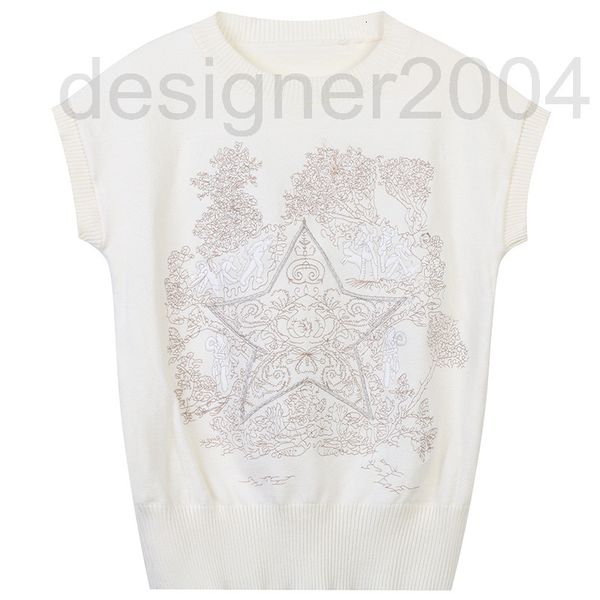 

women's sweaters designer summer knitted vest 2022 new white star jungle embroidery national style round neck sleeveless g09b, White;black