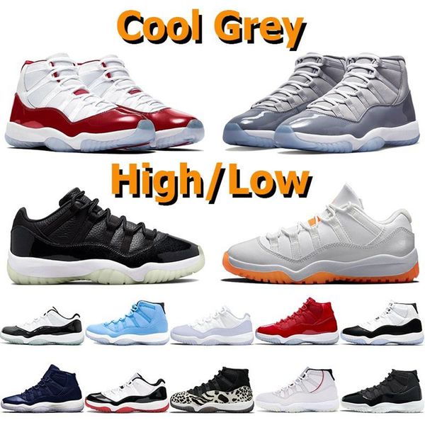 

shoe jumpman 11 11s basketball shoes men women cherry low cool grey 25th anniversary bred metallic silver pure violet mens trainers sport sn, Black