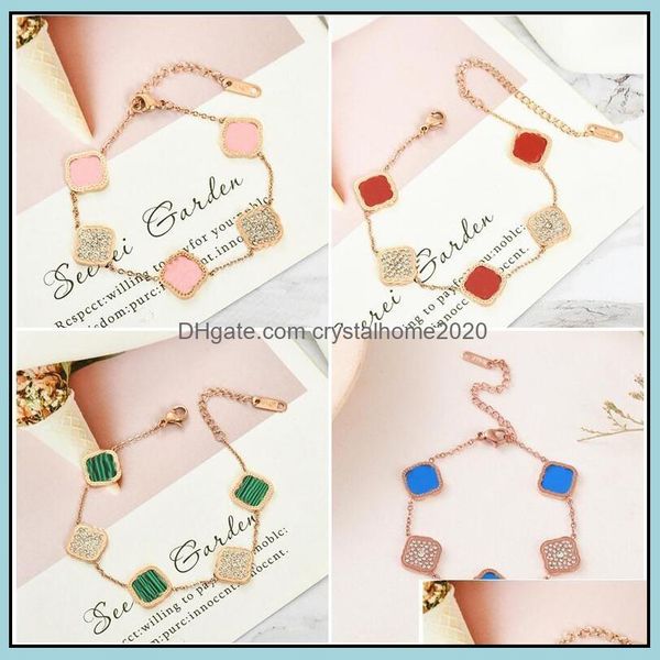 

charm bracelets 6 colors luxury clover diamond bracelet titanium steel designer rose gold lucky love bracelets for wo crystalhome2020 dhz8m, Golden;silver