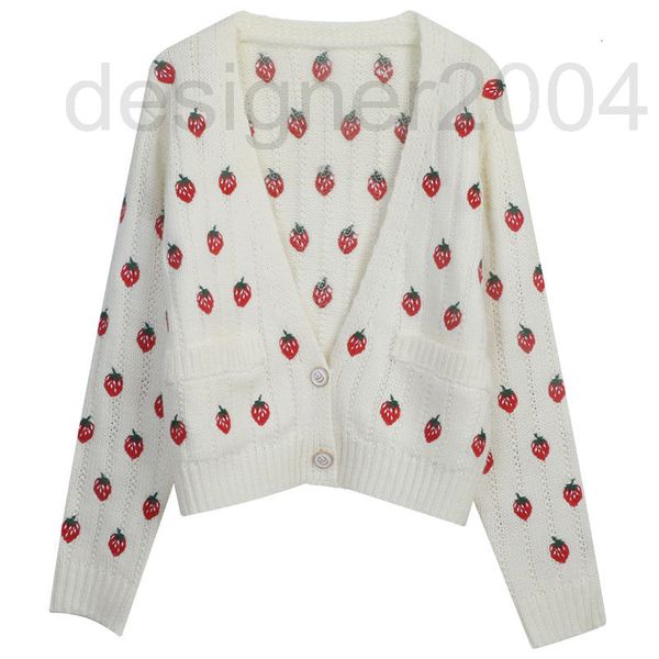 

women's sweaters designer early autumn new women's sweater cardigan strawberry three-dimensional heavy industry embroidery versati, White;black