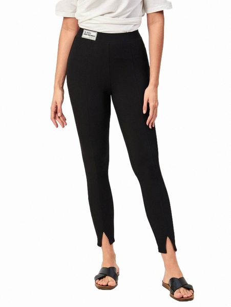 

women's shorts modely letter patched split hem leggings y5qx#, White;black