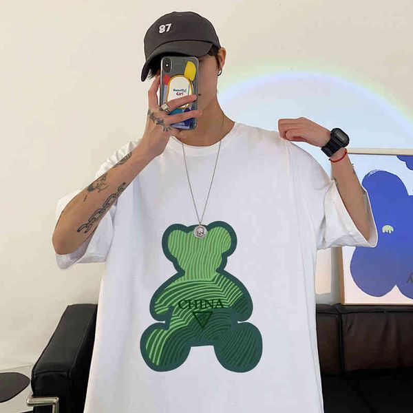 

designer t shirt bv's classic brand bottega ven and 2022 tide br bv green bear round neck short sleeve t-shirt for male female pure cot, White;black