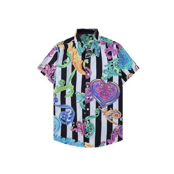 

fashion new summer designer shirts men's hawaii silk bowling shirt casual shirts for men luxury short sleeve dress shirt229l, White;black