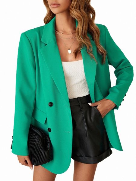 

women's two piece pants lapel neck double breasted blazer b0s5#, White