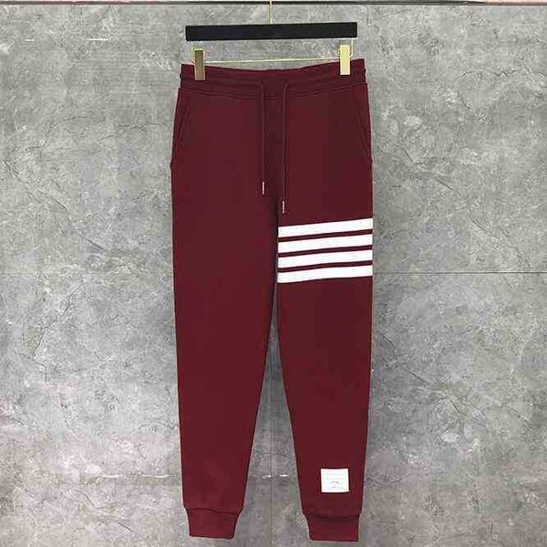 

designer t-shirt 2021 fashion luxury brand tb sweatpants men women red cotton casual sports trousers tracksuit bottoms mens jogger track pan, Black