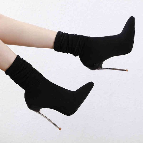 

boots 2022 thin high heel pointed boots black women's 35-42 220830