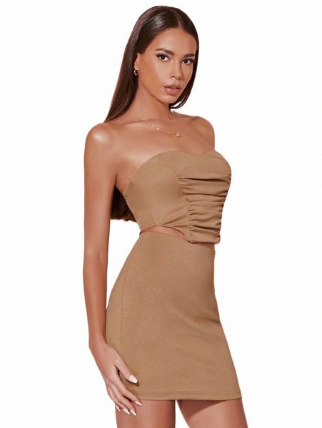 

two piece dress bae ruched crop tube & bodycon skirt x3qi#, White