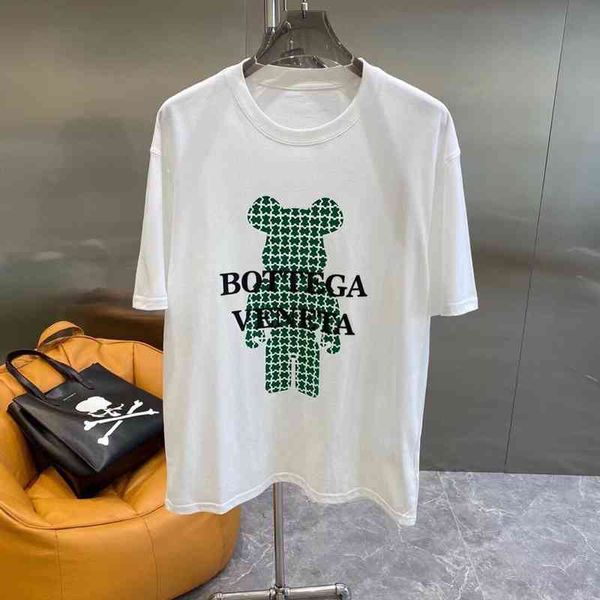 

fashion t shirt bv's designer shirts bottegaa shirt venetaa bv tide new hand-painted bear letter short sleeve back triangular leather m, White;black