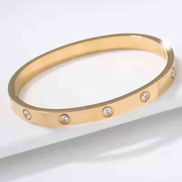 

designer other bracelets stainless steel buckle ten drill card home titanium bracelet colorfast classic female hand jewelry net red design c, Golden;silver