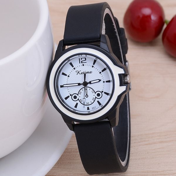 

children's simple trend student watch silicone quartz watch children's watch, Slivery;brown