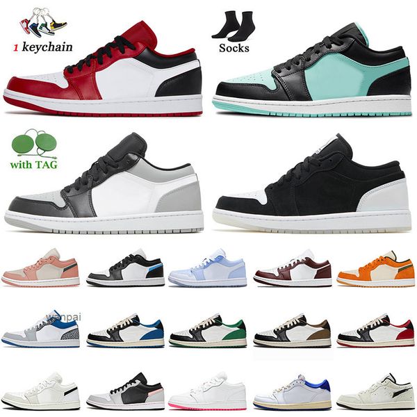 

shoe new fashion women mens jumpman 1 1s low basketball shoes reverse shadow toe tropical twist black university blue white cactus jack dark