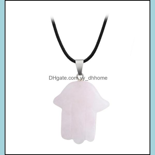 

pendant necklaces rose quartz cute healing crystal hand necklace for women men evil eye hamsa fatima pendant chain hip h dhseller2010 dhdjg, Silver
