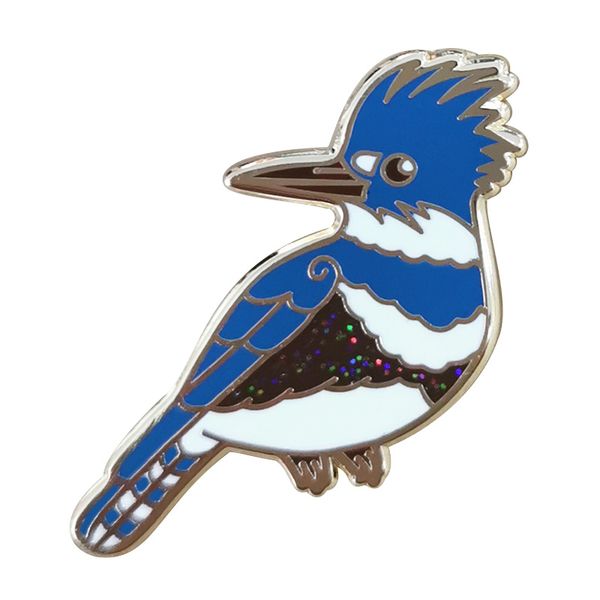 

belted kingfisher glitter brooch cute animal pins badge accessory, Blue