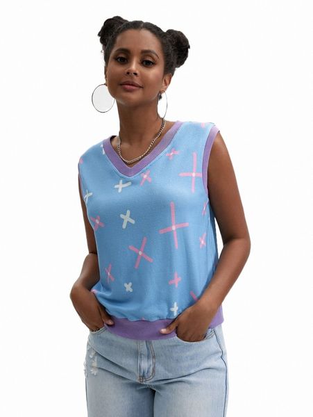 

women's tanks & camis x kaylaproductions v-neck star print tank 849c#, White