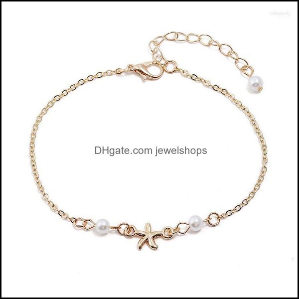 

anklets anklets summer europe and america anklet women fashion starfish beach pearl jewelry seau22 drop delivery 2021 jewelshops dhqac, Red;blue
