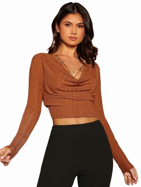 

women's t-shirt draped front crop tee 2022 new e7mu#, White