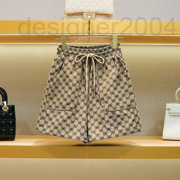 

women's shorts designer ba family shorts female wear 2022 women's casual high waist lace up letter embroidered wide leg pants outs, White;black