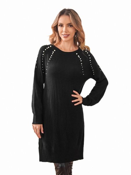 

women's sweaters emery rose pearl raglan sleeve sweater dress q9ll#, White;black