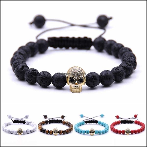 

beaded strands 10pc/set handmade woven bracelets turquoise stone decorative skl head beaded for men and women drop deliv dhseller2010 dhgty, Black