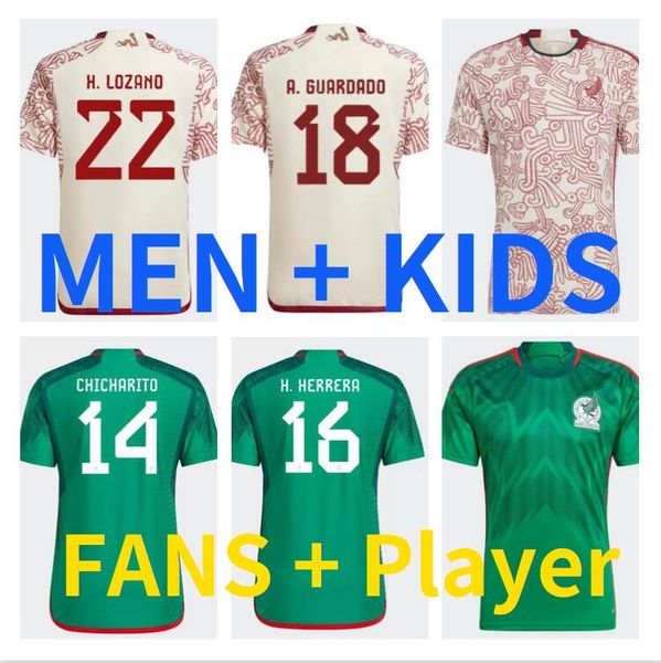 

2022 2023 mexico soccer jerseys camisetas 22 23 fans player chicharito lozano tecatito e. alvarez a. vega raul national team football shirt, Black;yellow